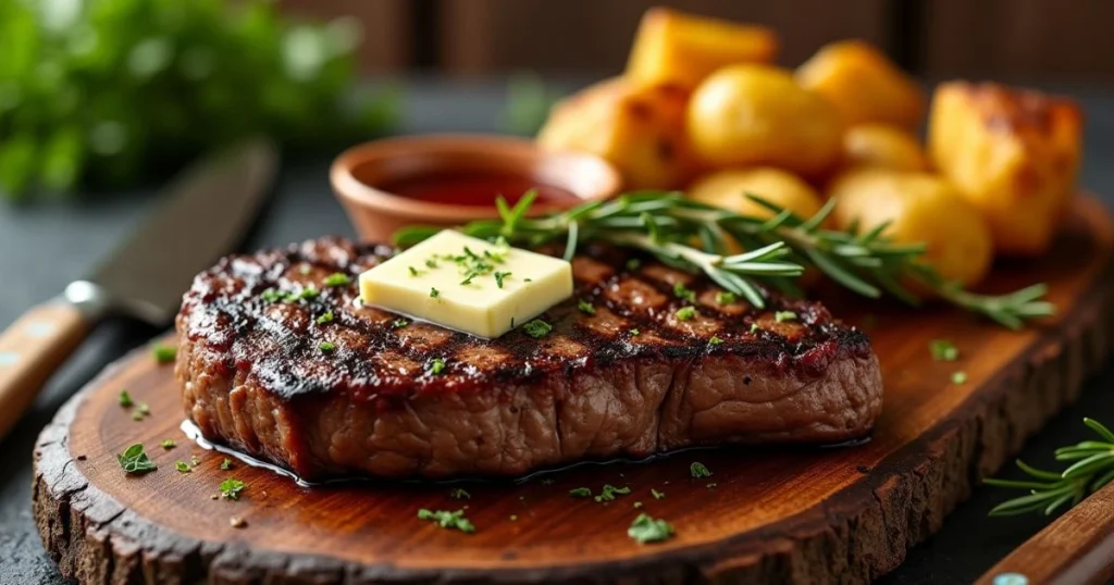 Juicy Beef Chuck Eye Steak with Garlic Herb Butter